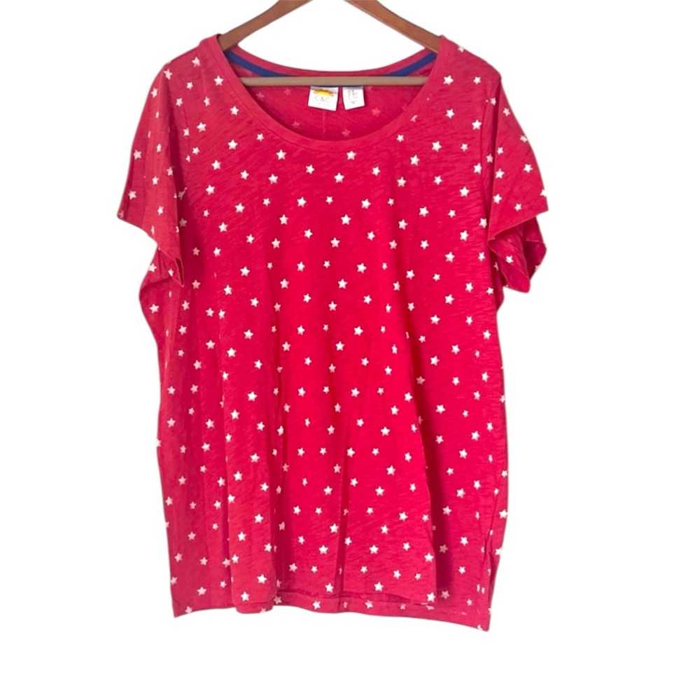 NWOT C&C California Women's 100% Pima Cotton Star Print Plus Size Tee Shirt 2X